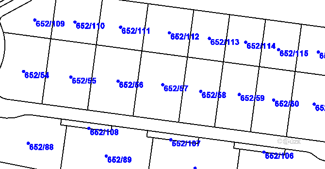 Parcela st. 652/57 v KÚ Kobylnice u Brna, Katastrální mapa