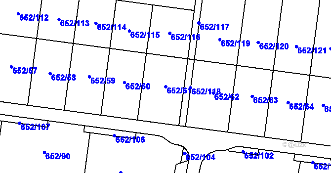 Parcela st. 652/61 v KÚ Kobylnice u Brna, Katastrální mapa