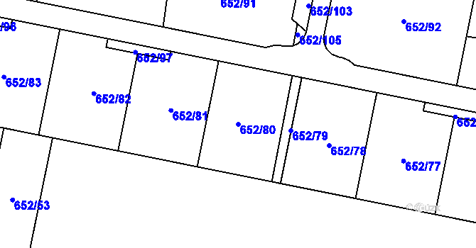 Parcela st. 652/80 v KÚ Kobylnice u Brna, Katastrální mapa