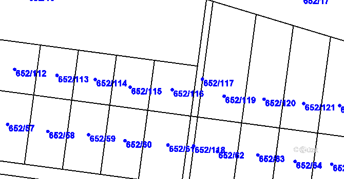 Parcela st. 652/116 v KÚ Kobylnice u Brna, Katastrální mapa