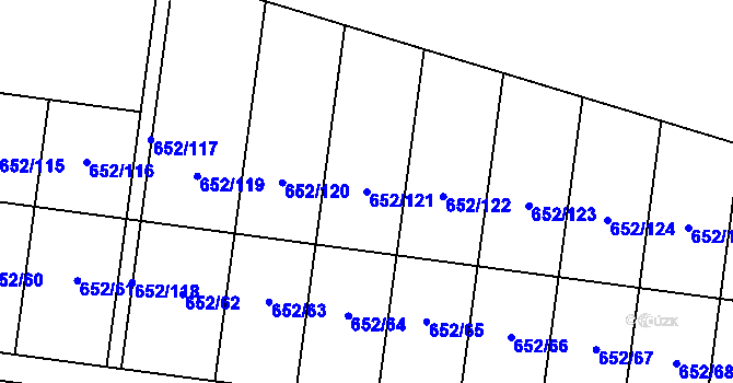 Parcela st. 652/121 v KÚ Kobylnice u Brna, Katastrální mapa