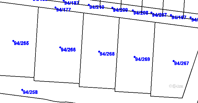 Parcela st. 94/268 v KÚ Kobylnice u Brna, Katastrální mapa