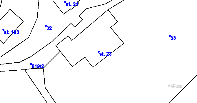 Parcela st. 23 v KÚ Kobyly, Katastrální mapa
