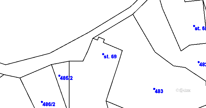 Parcela st. 69 v KÚ Kobyly, Katastrální mapa