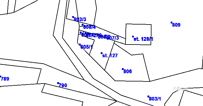 Parcela st. 127 v KÚ Kobyly, Katastrální mapa