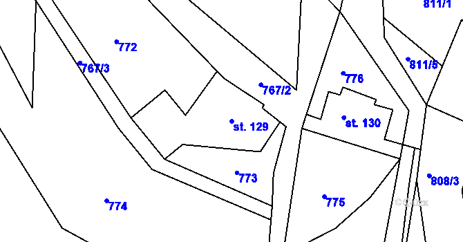 Parcela st. 129 v KÚ Kobyly, Katastrální mapa