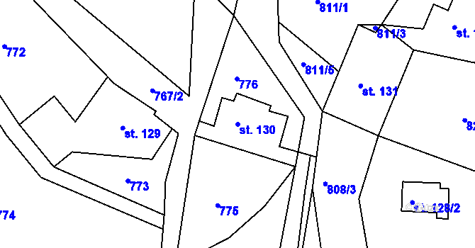 Parcela st. 130 v KÚ Kobyly, Katastrální mapa
