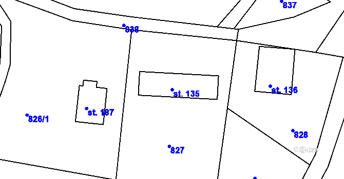 Parcela st. 135 v KÚ Kobyly, Katastrální mapa