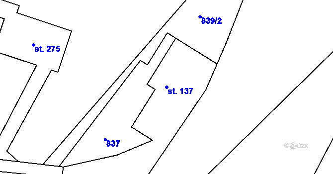Parcela st. 137 v KÚ Kobyly, Katastrální mapa