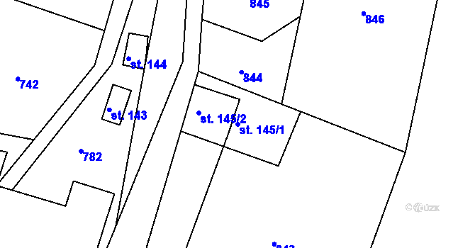 Parcela st. 145/1 v KÚ Kobyly, Katastrální mapa