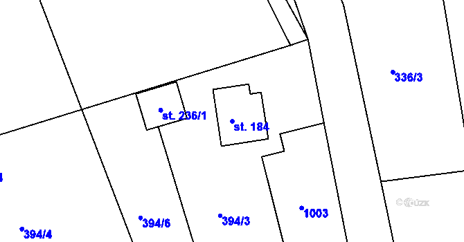 Parcela st. 184 v KÚ Kobyly, Katastrální mapa