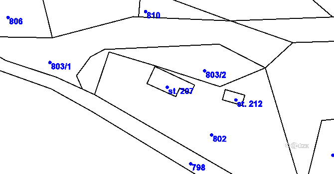 Parcela st. 207 v KÚ Kobyly, Katastrální mapa
