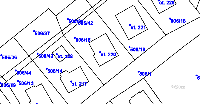 Parcela st. 220 v KÚ Kobyly, Katastrální mapa