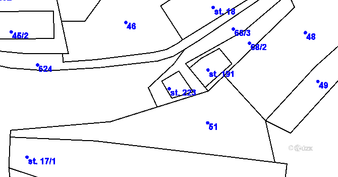Parcela st. 223 v KÚ Kobyly, Katastrální mapa