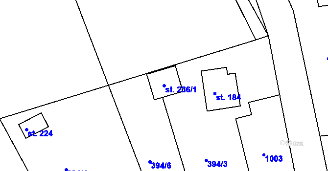 Parcela st. 236/1 v KÚ Kobyly, Katastrální mapa