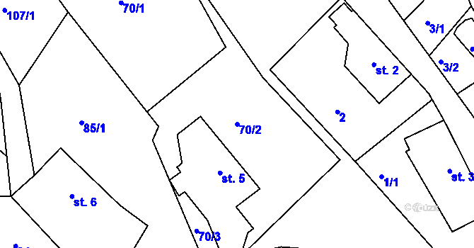 Parcela st. 70/2 v KÚ Kobyly, Katastrální mapa