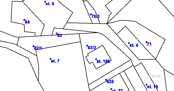 Parcela st. 82/2 v KÚ Kobyly, Katastrální mapa
