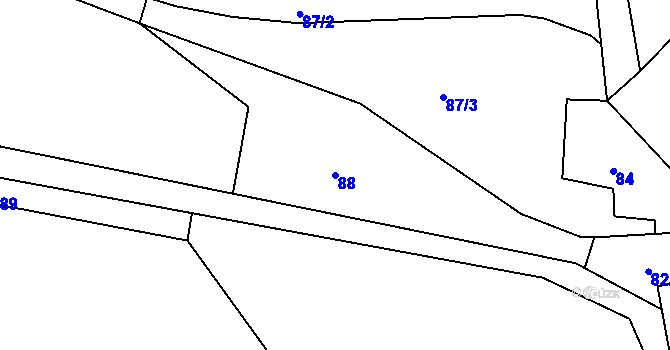 Parcela st. 88 v KÚ Kobyly, Katastrální mapa