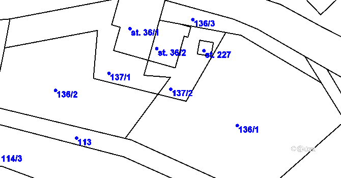 Parcela st. 137/2 v KÚ Kobyly, Katastrální mapa