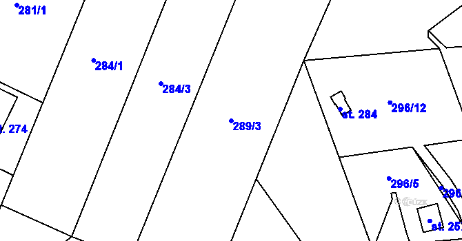 Parcela st. 289/3 v KÚ Kobyly, Katastrální mapa