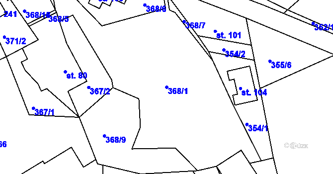 Parcela st. 368/1 v KÚ Kobyly, Katastrální mapa