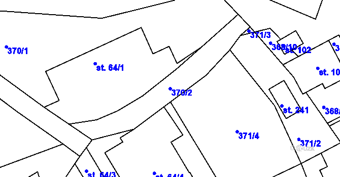Parcela st. 370/2 v KÚ Kobyly, Katastrální mapa