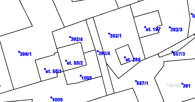 Parcela st. 392/5 v KÚ Kobyly, Katastrální mapa