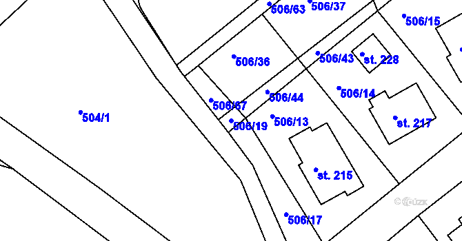 Parcela st. 506/19 v KÚ Kobyly, Katastrální mapa