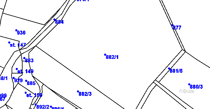 Parcela st. 882/1 v KÚ Kobyly, Katastrální mapa