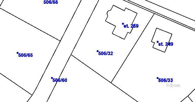 Parcela st. 506/32 v KÚ Kobyly, Katastrální mapa