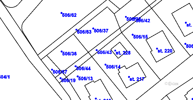 Parcela st. 506/43 v KÚ Kobyly, Katastrální mapa