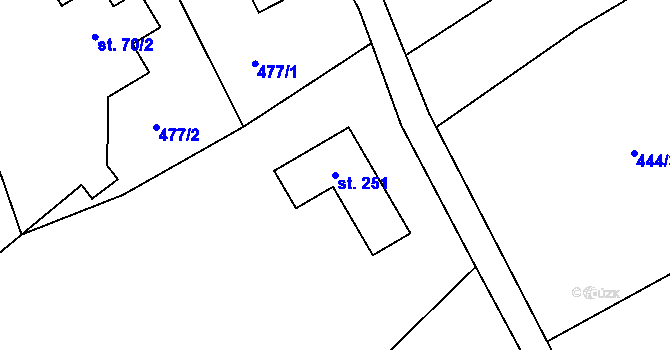 Parcela st. 251 v KÚ Kobyly, Katastrální mapa