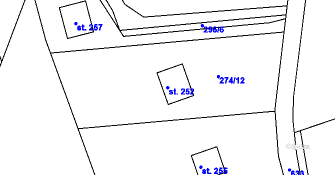 Parcela st. 252 v KÚ Kobyly, Katastrální mapa