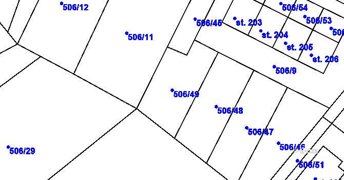 Parcela st. 506/49 v KÚ Kobyly, Katastrální mapa