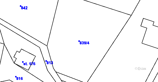 Parcela st. 839/4 v KÚ Kobyly, Katastrální mapa