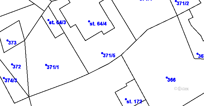 Parcela st. 371/5 v KÚ Kobyly, Katastrální mapa