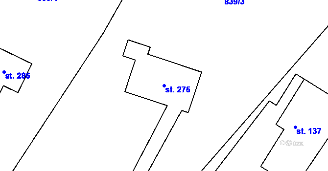 Parcela st. 275 v KÚ Kobyly, Katastrální mapa