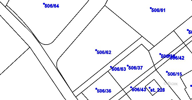 Parcela st. 506/62 v KÚ Kobyly, Katastrální mapa
