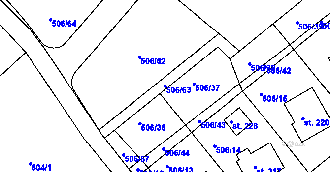 Parcela st. 506/63 v KÚ Kobyly, Katastrální mapa