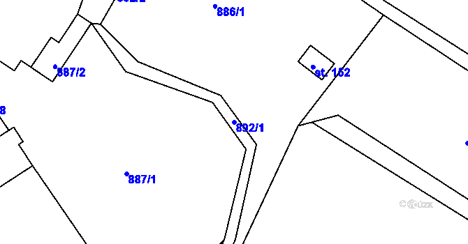 Parcela st. 892/1 v KÚ Kobyly, Katastrální mapa