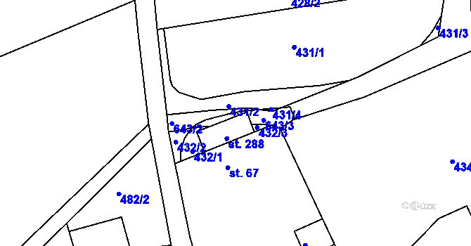 Parcela st. 289 v KÚ Kobyly, Katastrální mapa