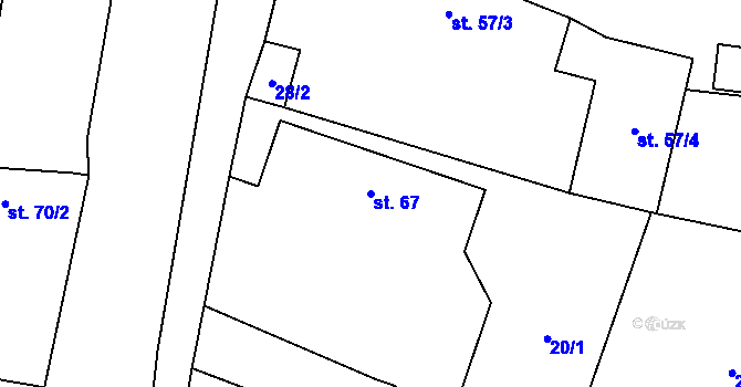 Parcela st. 67 v KÚ Kocbeře, Katastrální mapa