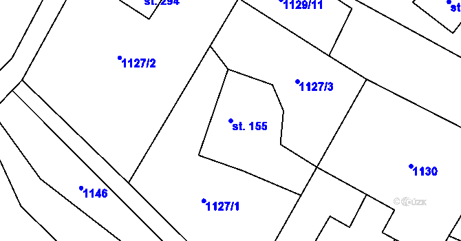 Parcela st. 155 v KÚ Kocbeře, Katastrální mapa