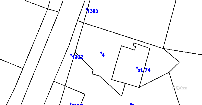 Parcela st. 4 v KÚ Kocbeře, Katastrální mapa