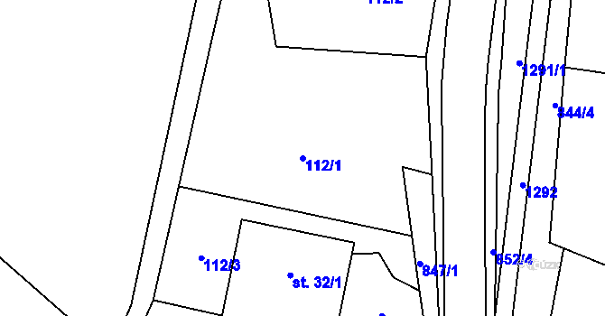 Parcela st. 112/1 v KÚ Kocbeře, Katastrální mapa