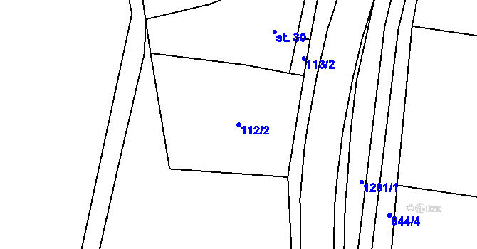Parcela st. 112/2 v KÚ Kocbeře, Katastrální mapa