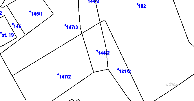 Parcela st. 144/2 v KÚ Kocbeře, Katastrální mapa