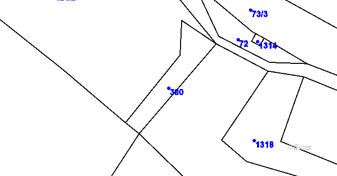 Parcela st. 380 v KÚ Kocbeře, Katastrální mapa