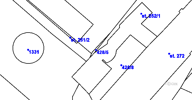 Parcela st. 428/5 v KÚ Kocbeře, Katastrální mapa