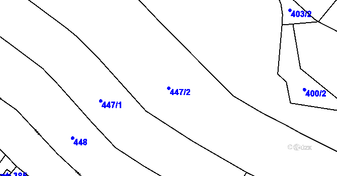 Parcela st. 447/2 v KÚ Kocbeře, Katastrální mapa